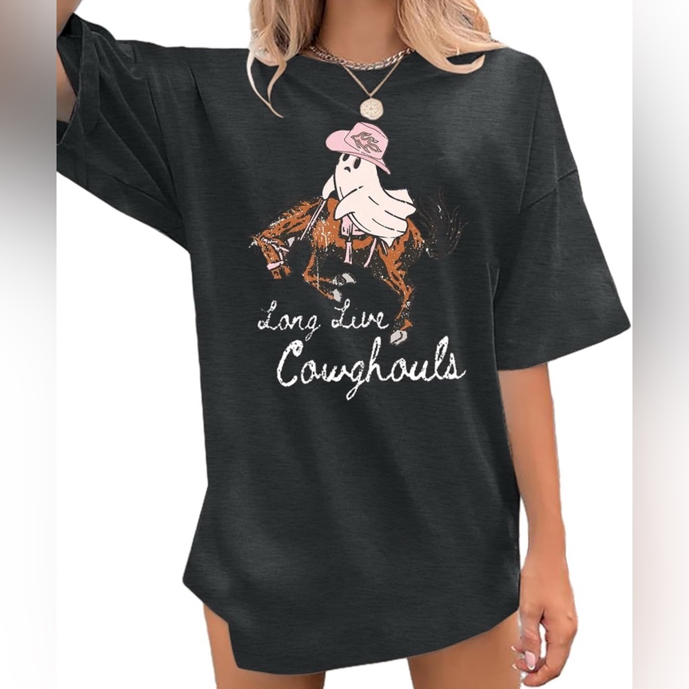 Ghost Halloween Shirts Women Spooky Season Shirt Funny Cow Ghost Cow Lover